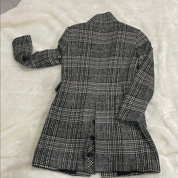 Zara Black and White Checkered Wool Coat - Picture 6 of 9